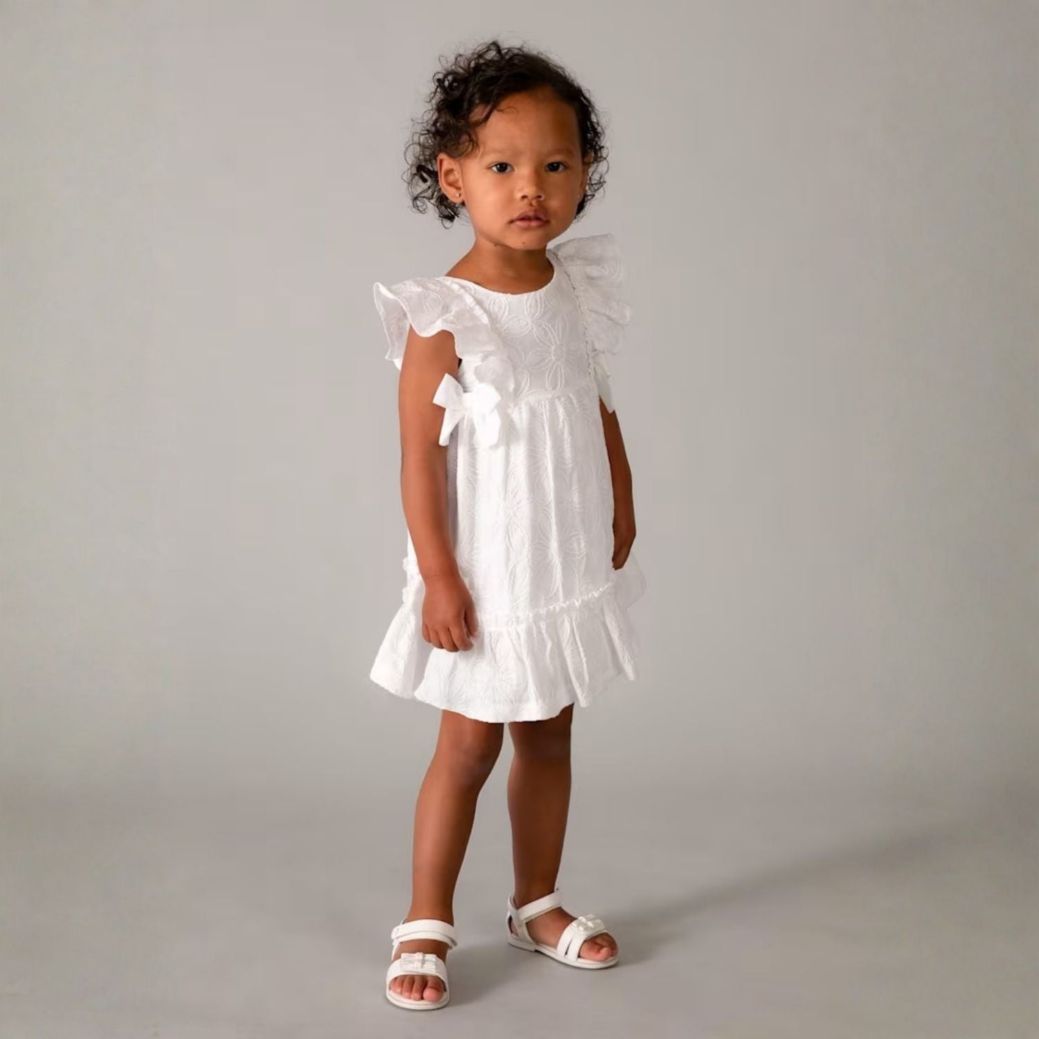 Vestido Eyelet Ceremonia Blanco