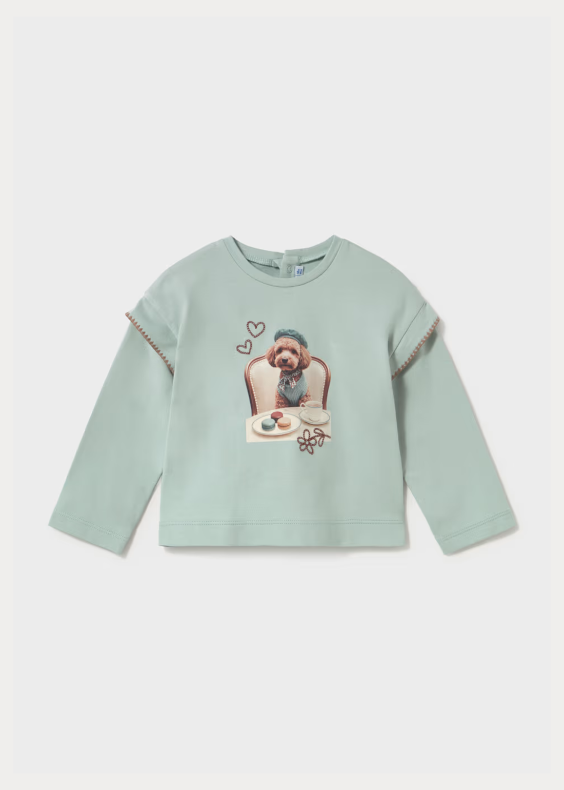 Camiseta Bordada Puppy Friends Anís