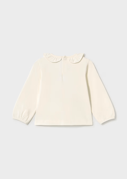 Camiseta Cuello Volante Crudo