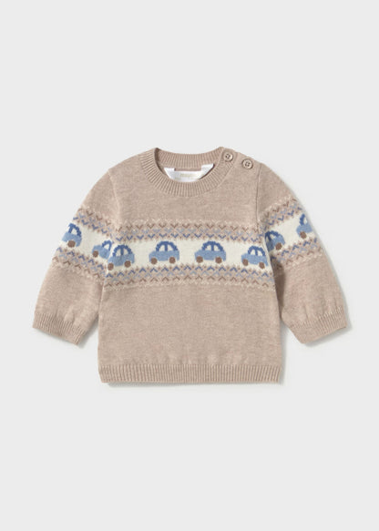 Sweater Jaquard Little Car Moca