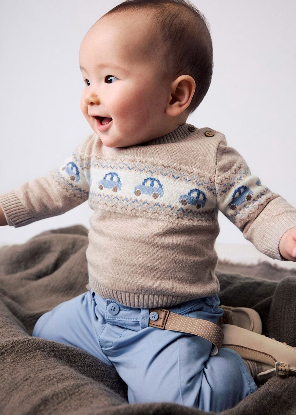 Sweater Jaquard Little Car Moca