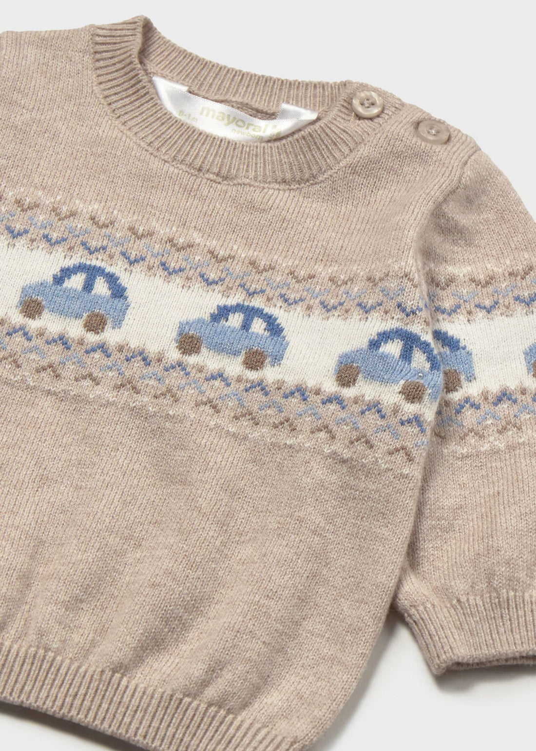 Sweater Jaquard Little Car Moca
