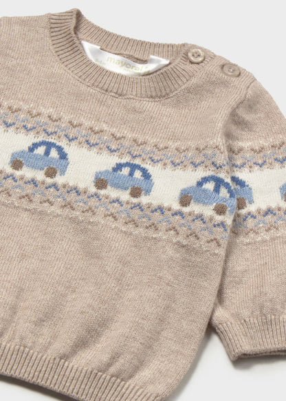 Sweater Jaquard Little Car Moca