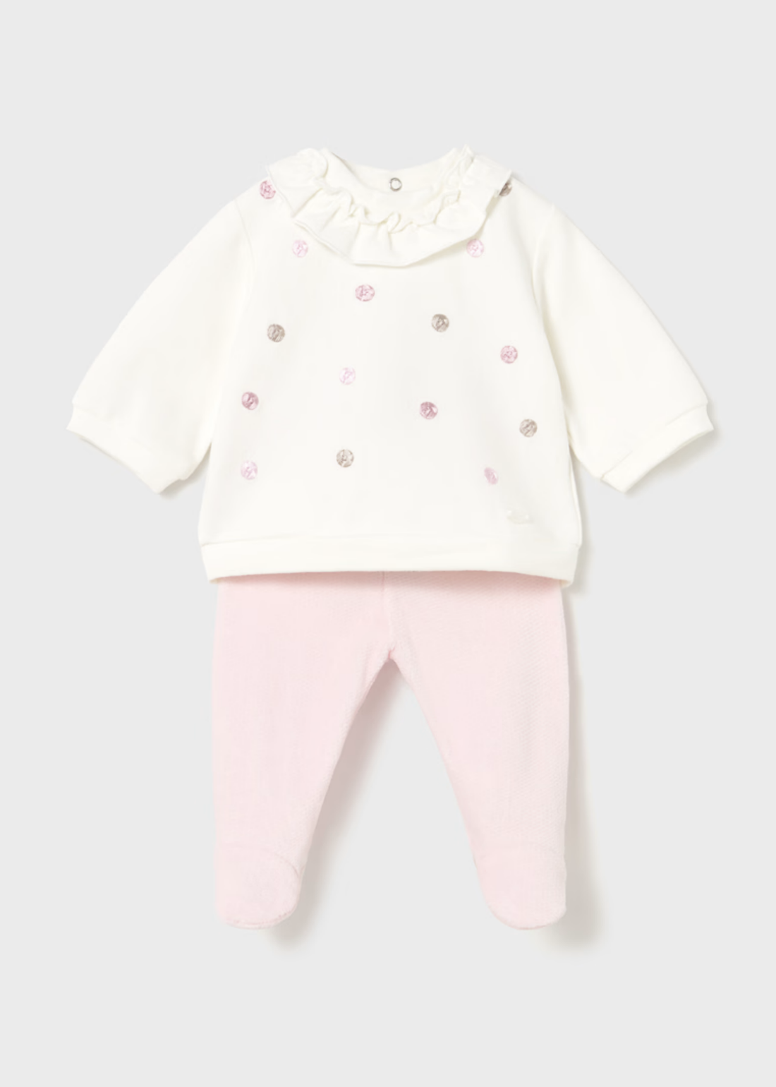 Set Polaina Ruffle y Polka Dots Rosa