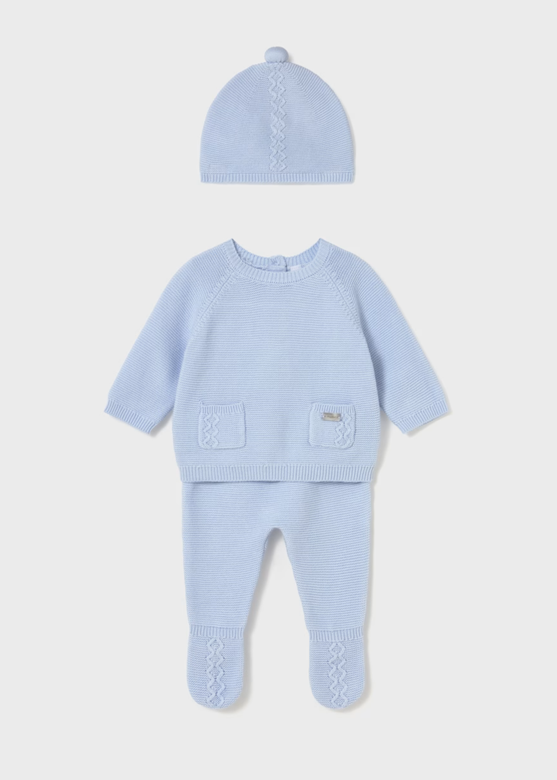 Set Tricot 3 Piezas Celeste 100% Cotton