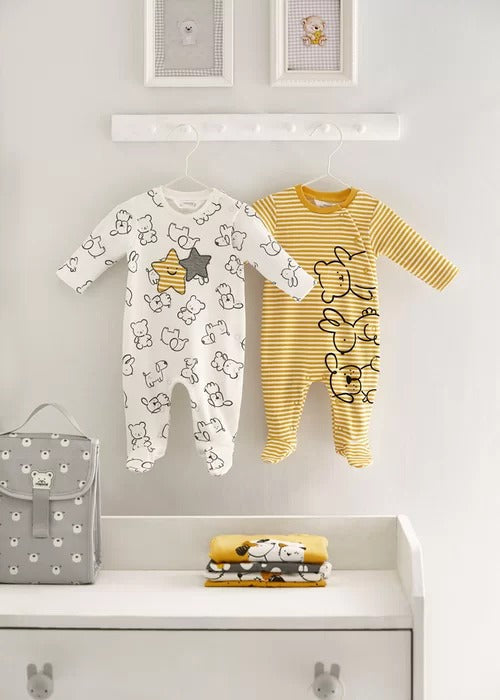 Set 2 Pijamas Amarillo | Gris Recién Nacido