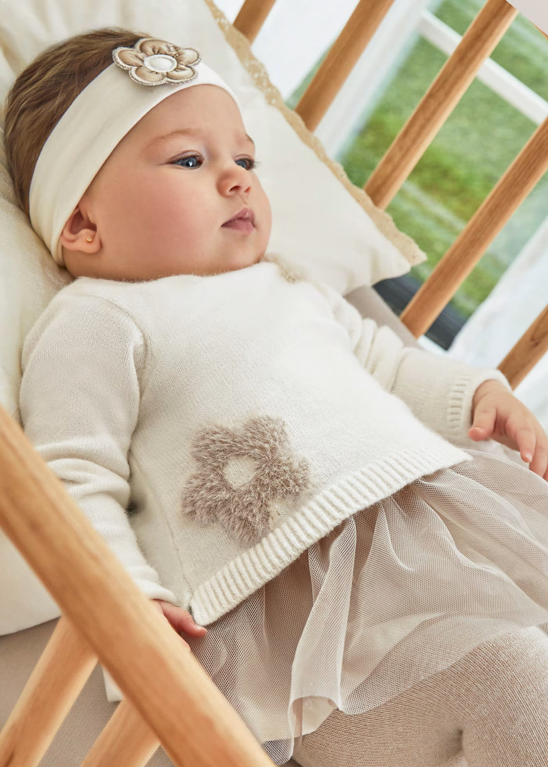 Vestido Tricot Tul Crudo Newborn