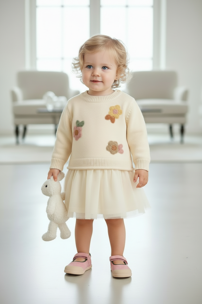 Vestido Tul | Sweater Tejido Floral Laurel