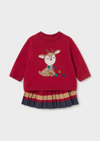 Conjunto Sweater | Falda Tejida Rojo