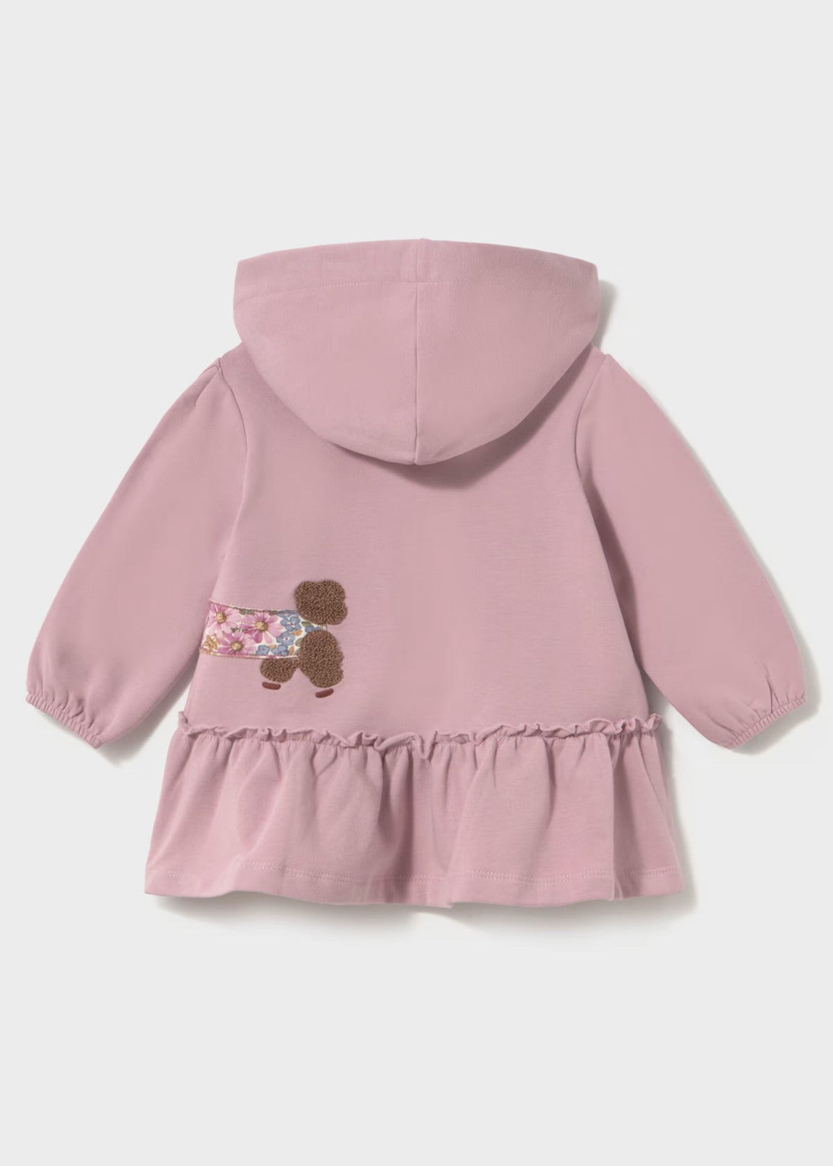 Vestido Capucha Volantes Malva