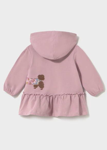 Vestido Capucha Volantes Malva