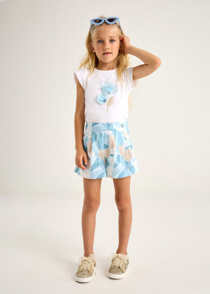 Camiseta Flower Tul Celeste