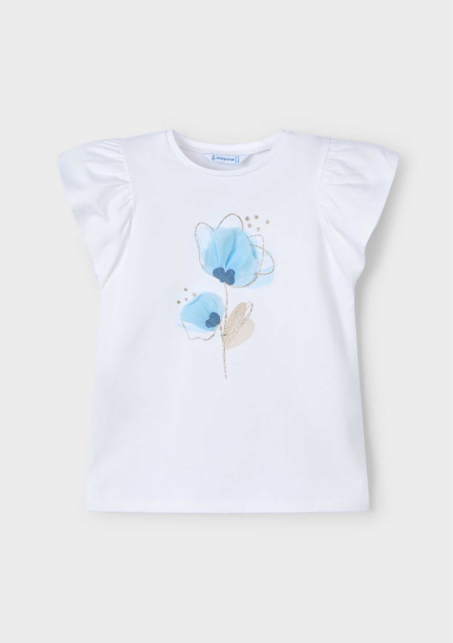 Camiseta Flower Tul Celeste