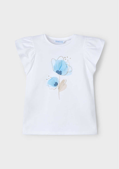 Camiseta Flower Tul Celeste