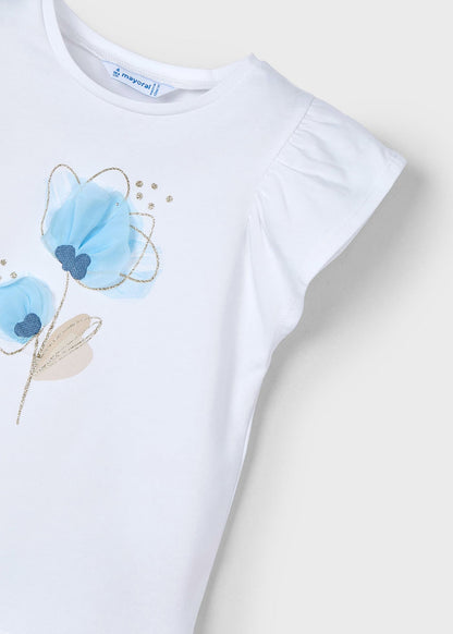 Camiseta Flower Tul Celeste