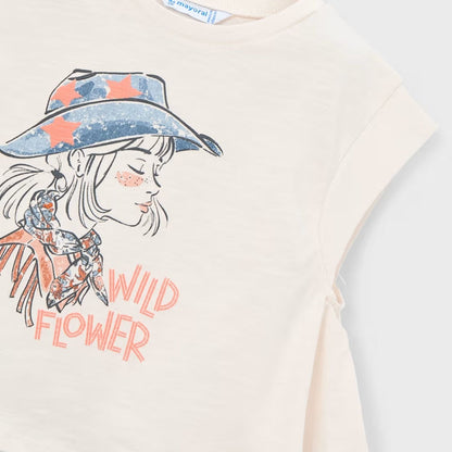 Camiseta Cowboy Girl Marfil