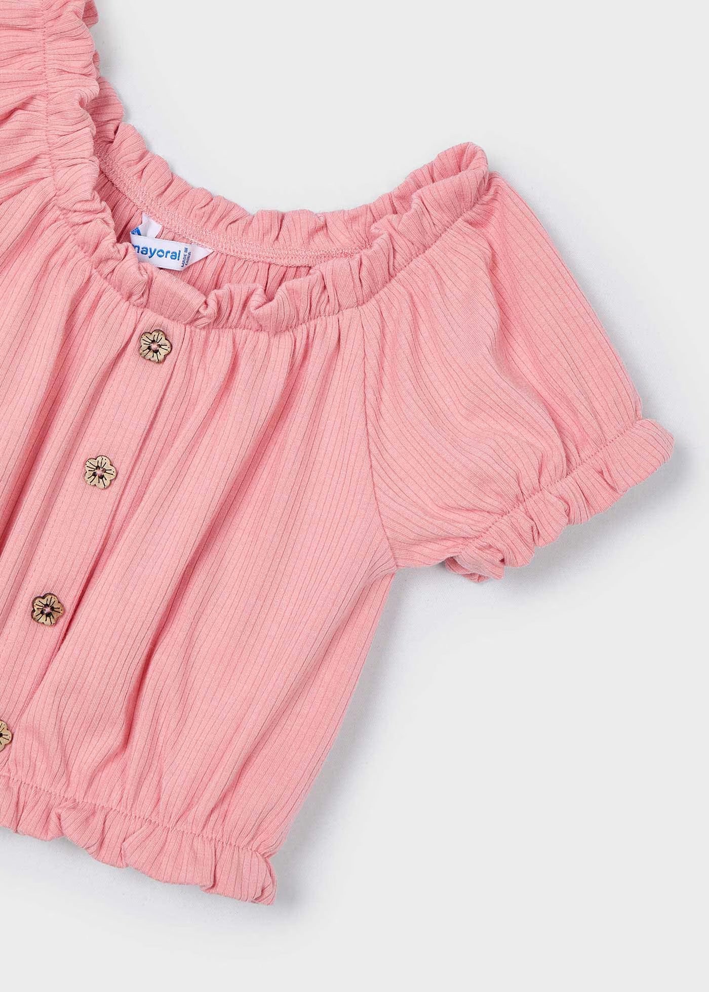 Camiseta Cropped Off-Shoulder Salmón