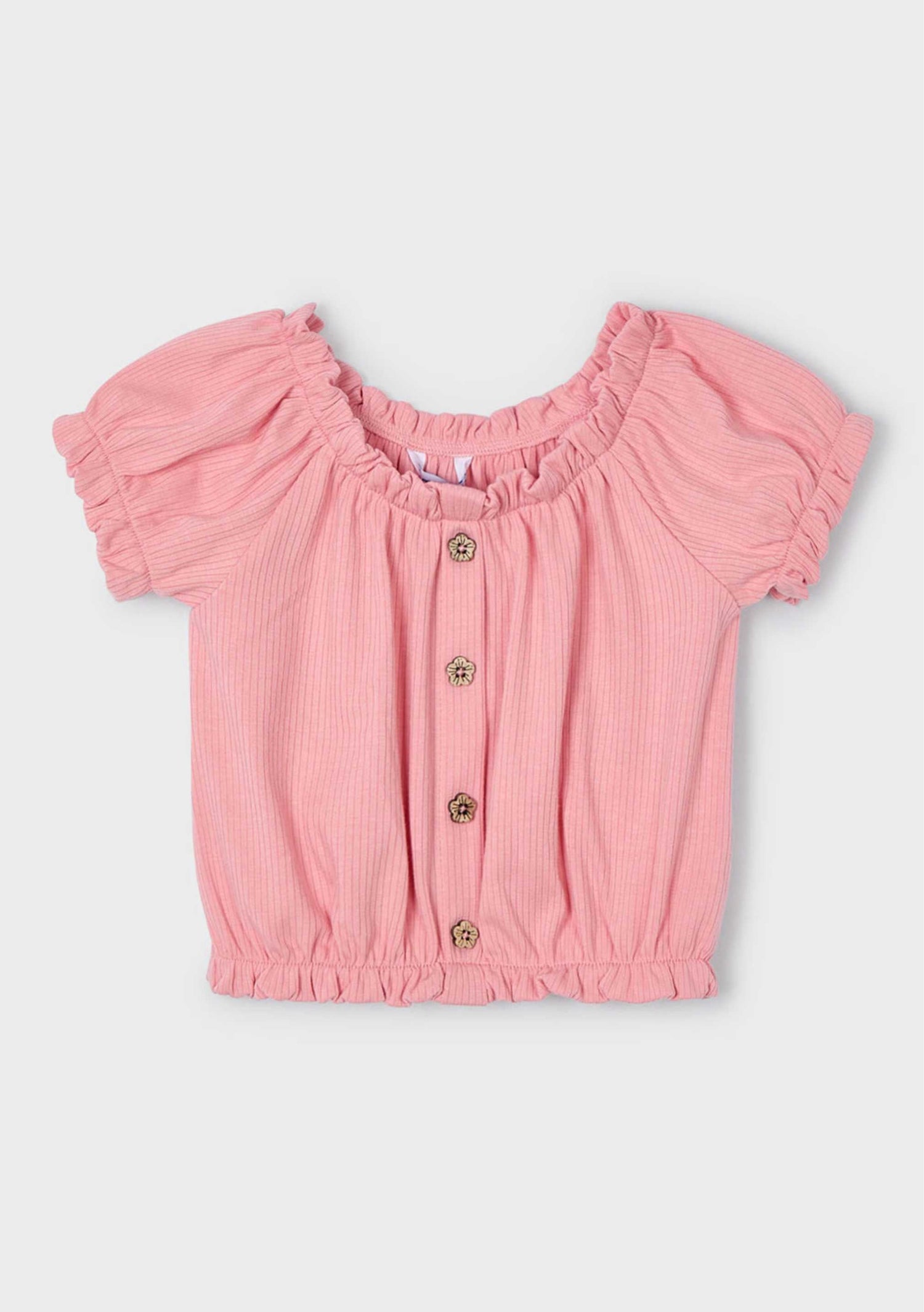 Camiseta Cropped Off-Shoulder Salmón