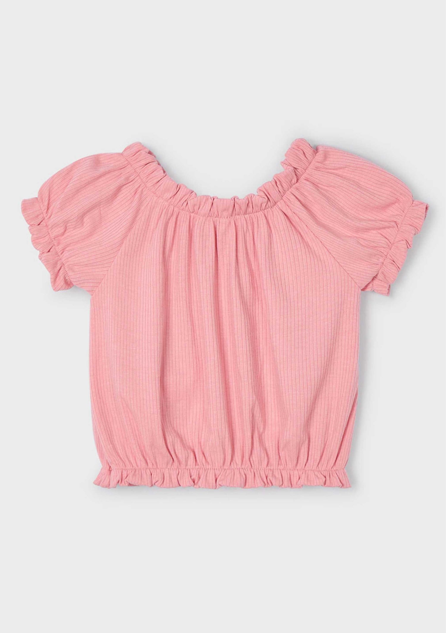Camiseta Cropped Off-Shoulder Salmón