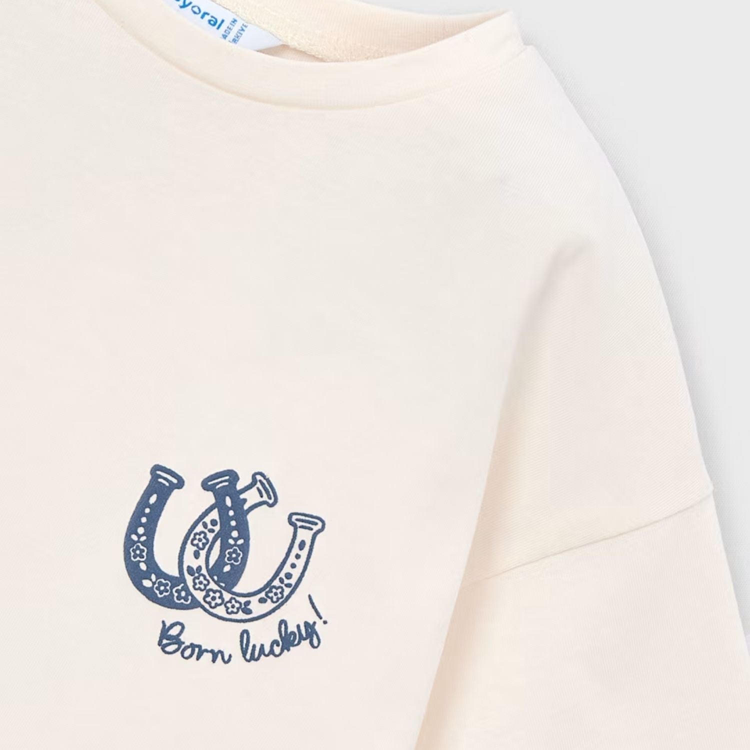 Camiseta Cowboy Girl Pañuelo Marfil Celeste