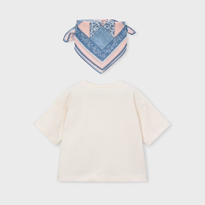 Camiseta Cowboy Girl Pañuelo Marfil Celeste