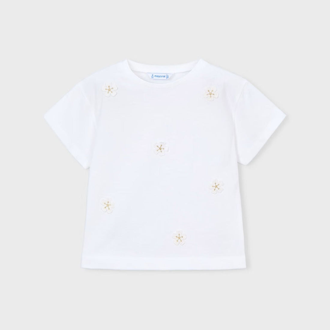 Camiseta Aplique Floral Blanca