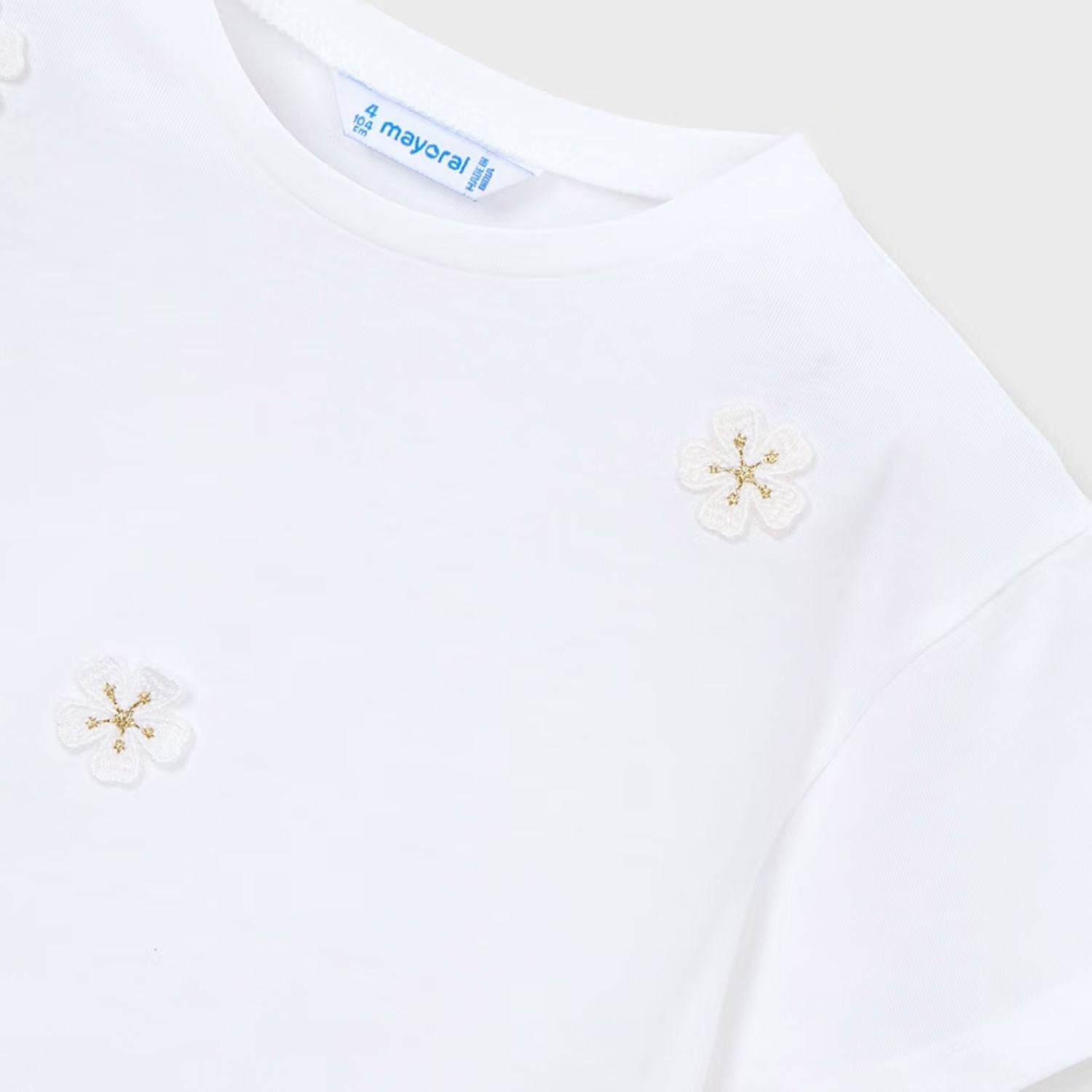 Camiseta Aplique Floral Blanca