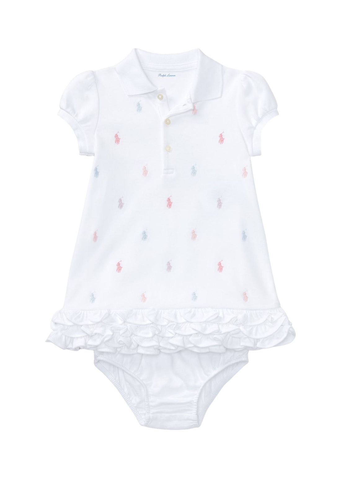 Vestido Tipo Polo Blanco Volantes | Bloomer
