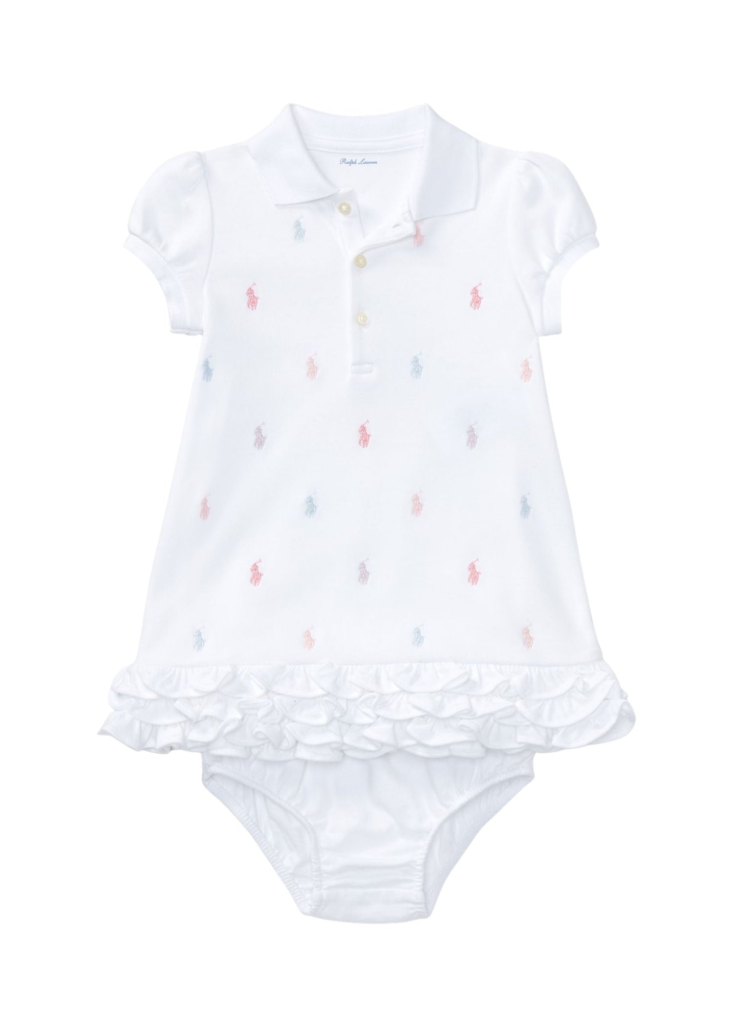 Vestido Tipo Polo Blanco Volantes | Bloomer