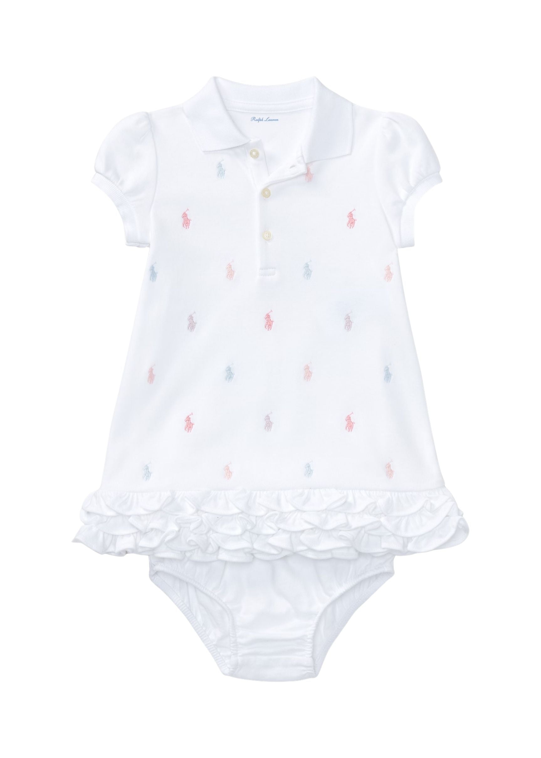 Vestido Tipo Polo Blanco Volantes | Bloomer