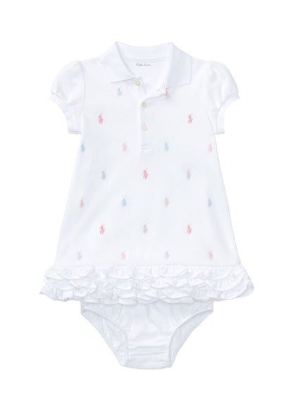 Vestido Tipo Polo Blanco Volantes | Bloomer