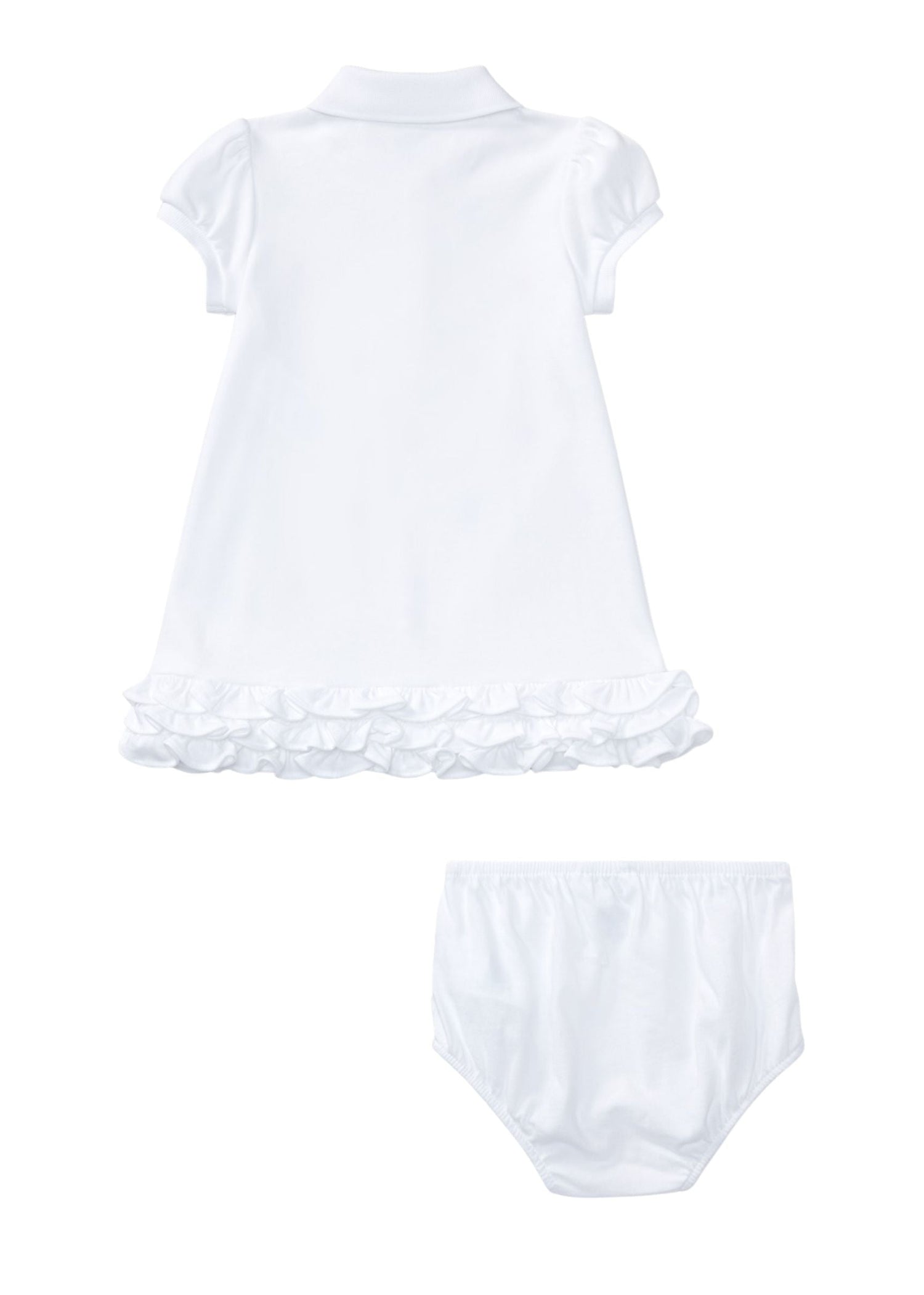 Vestido Tipo Polo Blanco Volantes | Bloomer