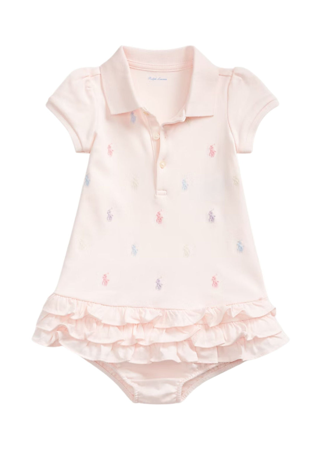 Vestido Tipo Polo Rosa Volantes | Bloomer