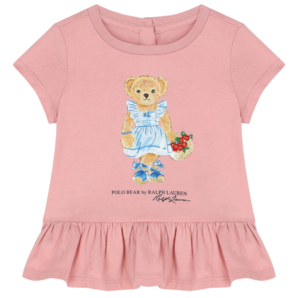 Camiseta Polo Bear Rosado Manga Corta Bebé