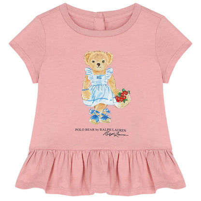 Camiseta Polo Bear Rosado Manga Corta Bebé