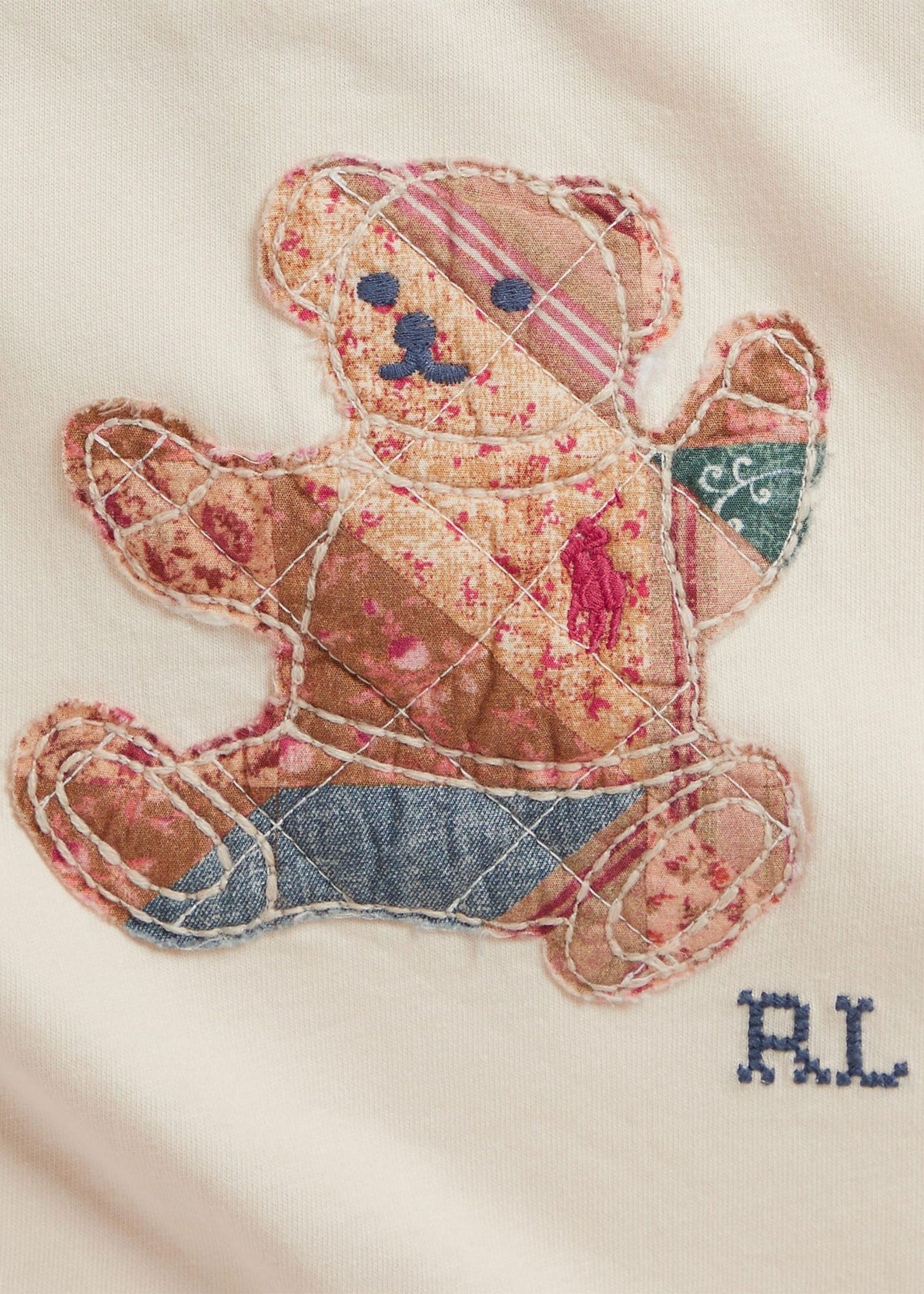 Vestido Punto Polo Bear Patchwork Blanco Crema