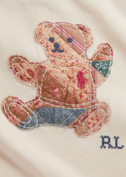 Vestido Punto Polo Bear Patchwork Blanco Crema