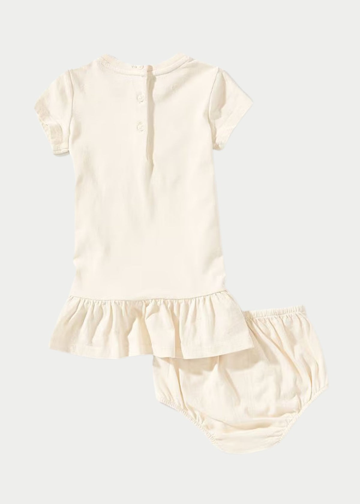 Vestido Punto Polo Bear Patchwork Blanco Crema