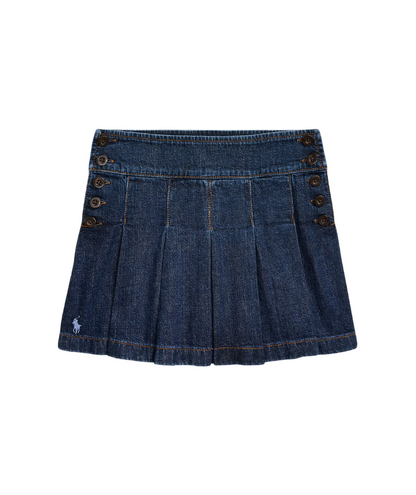 Falda Plisada Denim Botones Laterales