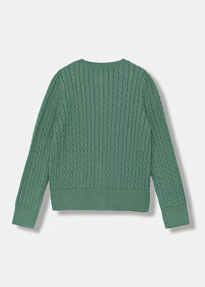 Cardigan Tejido Verde Algodón Niña