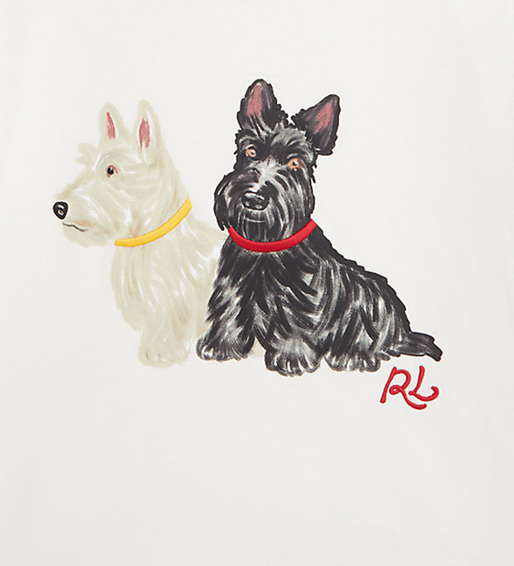 Camiseta Blanca Manga Larga Puppies Niña