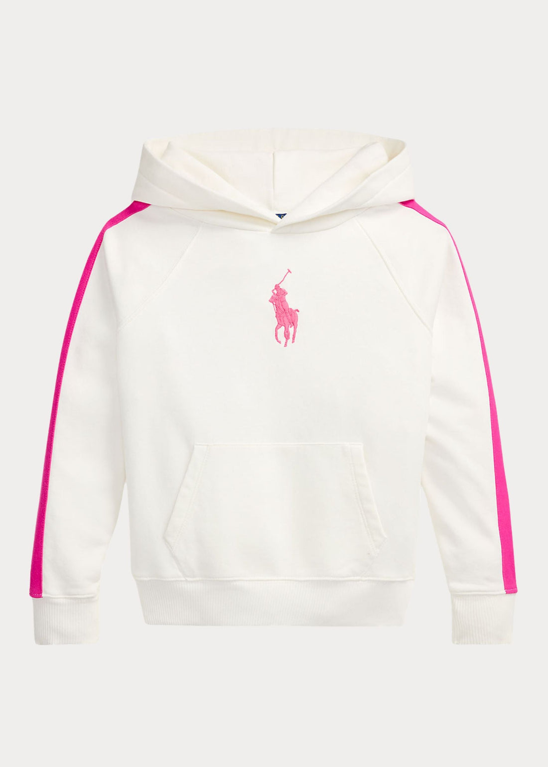 Hoodie Blanco Franjas Rosa Bordado