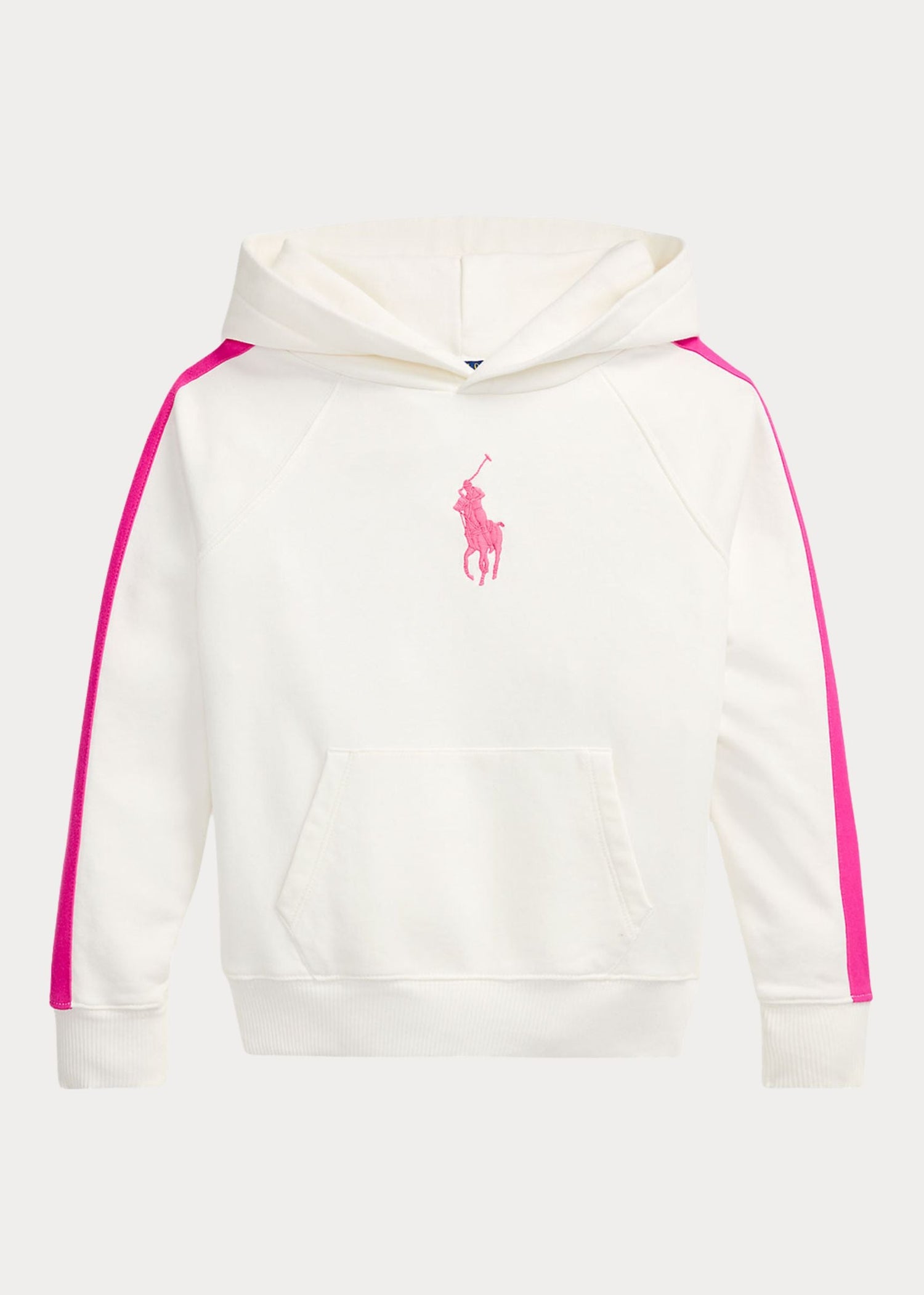 Hoodie Blanco Franjas Rosa Bordado