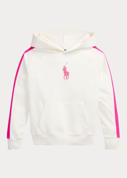 Hoodie Blanco Franjas Rosa Bordado
