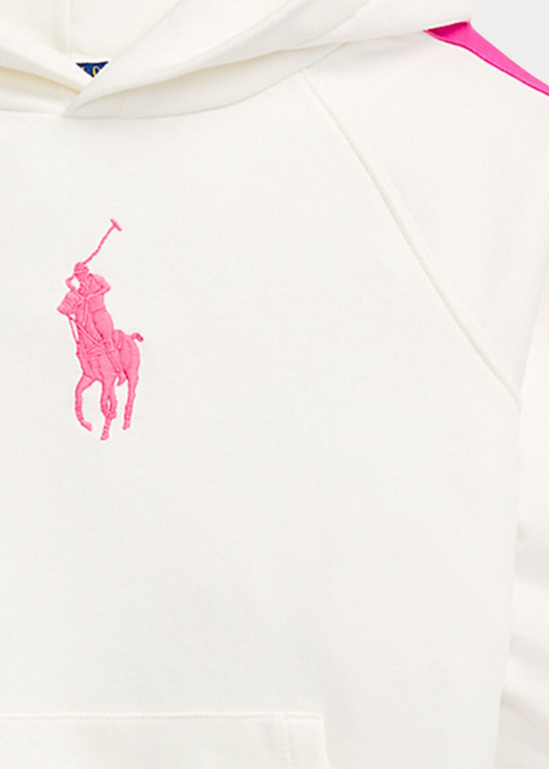 Hoodie Blanco Franjas Rosa Bordado