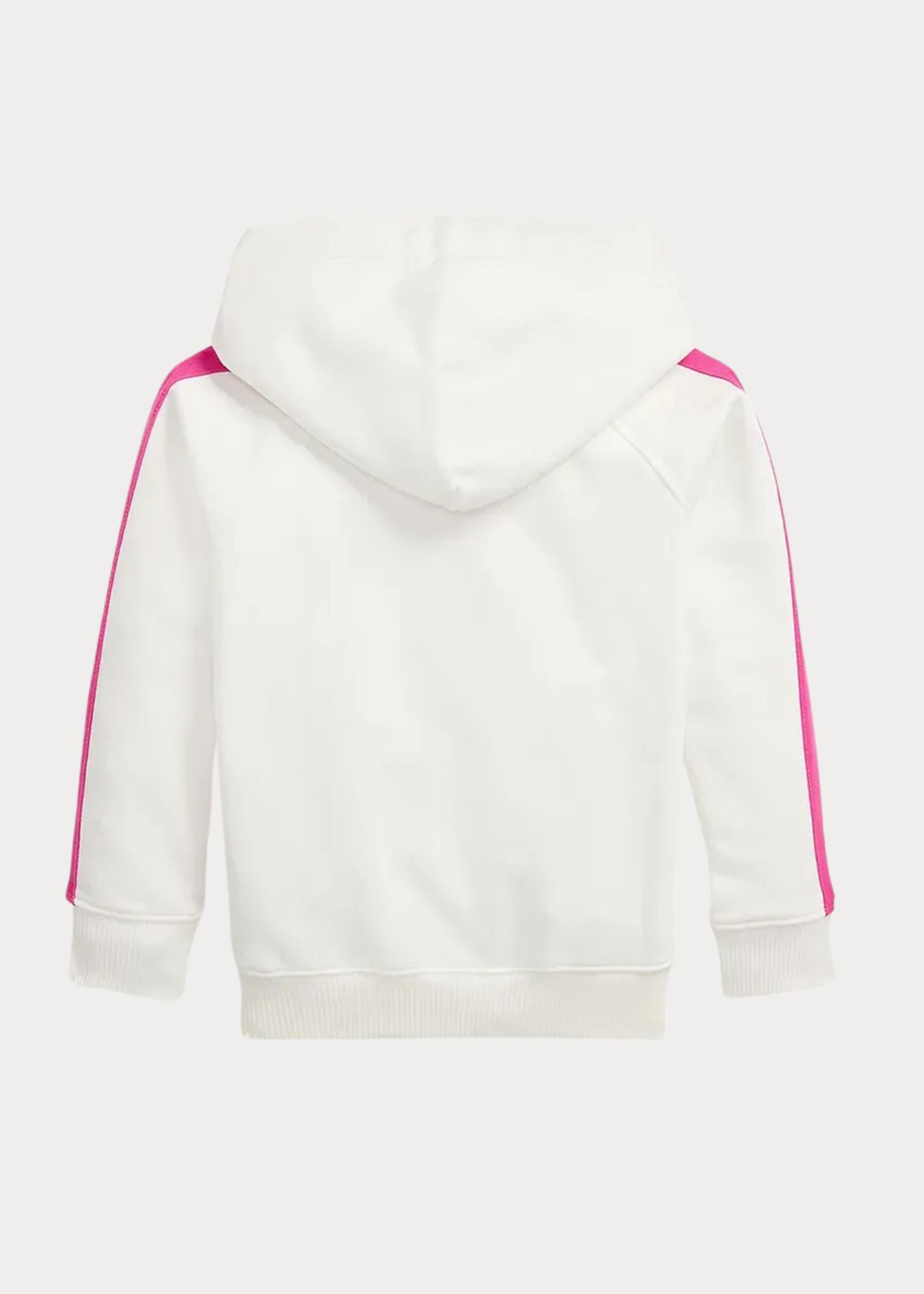 Hoodie Blanco Franjas Rosa Bordado