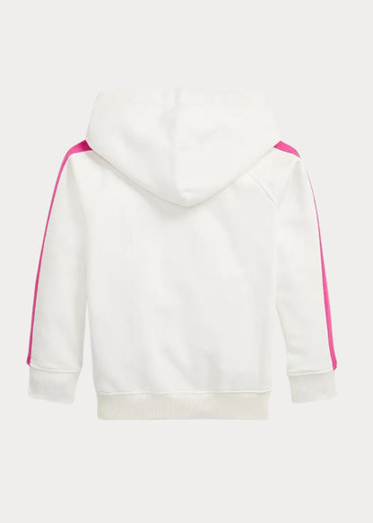 Hoodie Blanco Franjas Rosa Bordado