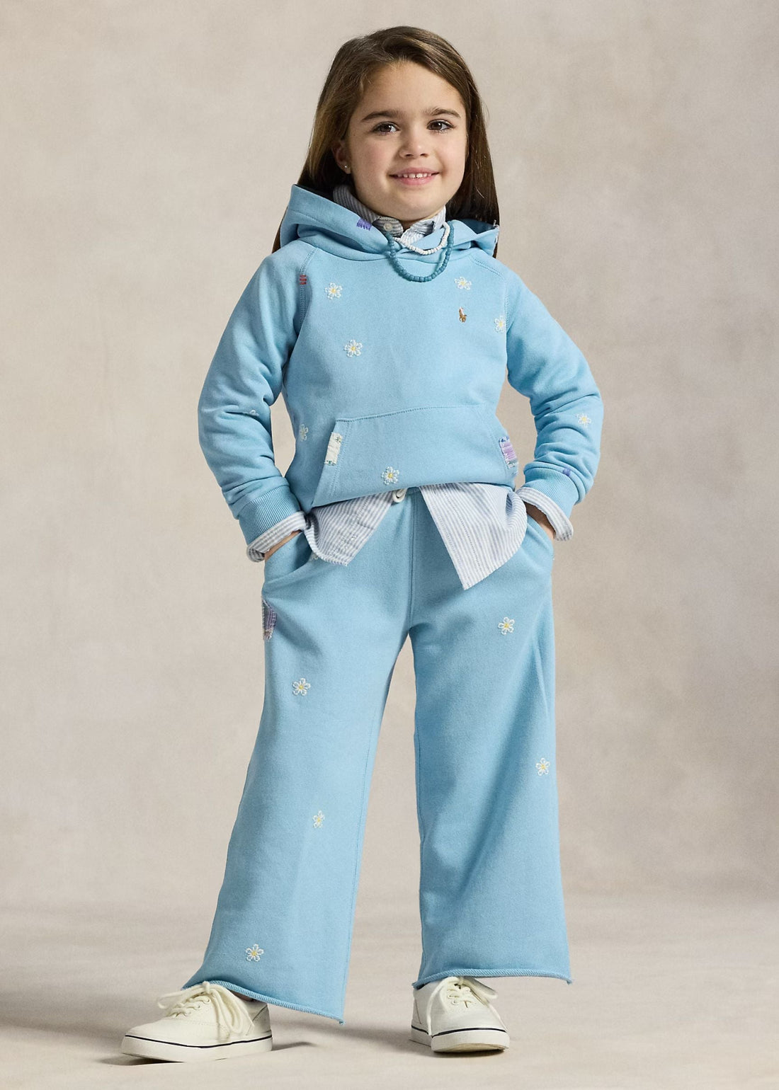 Pantalón Algodón Azul Claro Bordado Niña