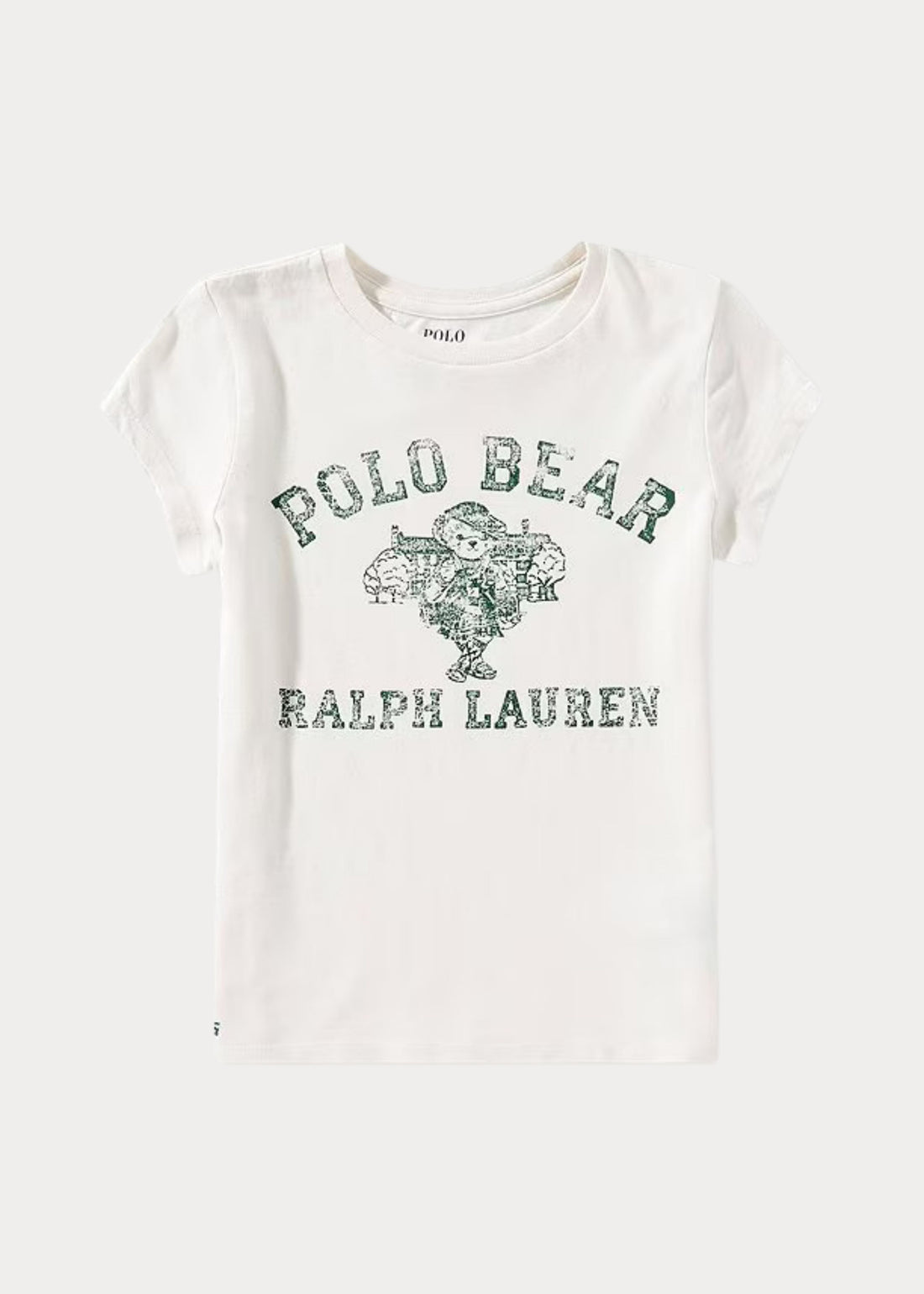 Camiseta Algodón Blanco Vintage Print Polo Bear