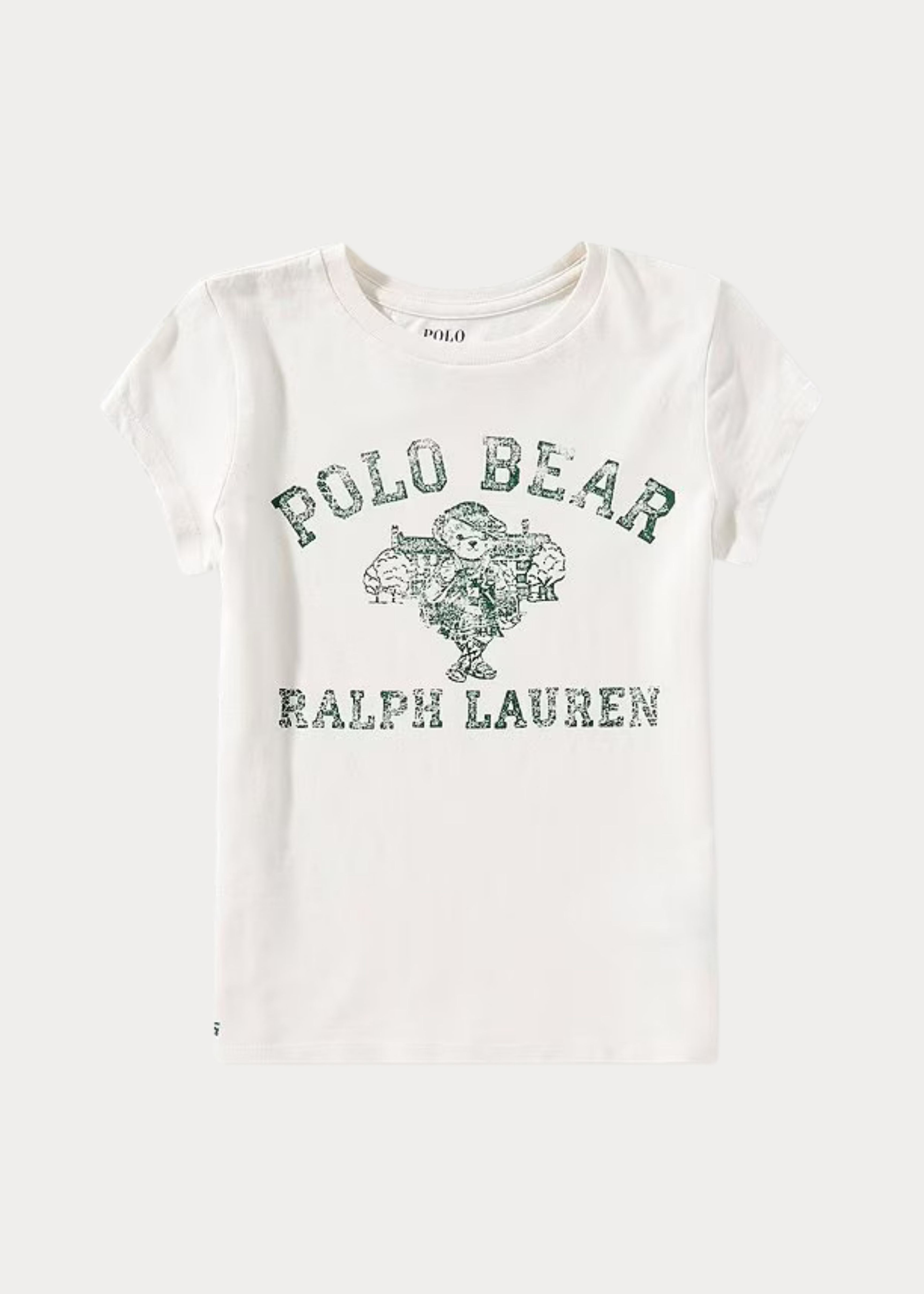 Camiseta Algodón Blanco Vintage Print Polo Bear